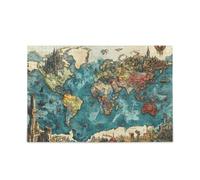 Vintage World Map Floor Puzzle Adults Puzzle Piecing Brain Teasing Fun & Perfect Wall Art Cool Brain Teasers Gifts for dad, mom Puzzles for Adults 500 Piecing