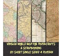 Vintage World Map for Papercrafts & scrapbooking 20 sheet single sided 4 pattern: Travel Map Specialty collection scrapbook paper - Antique Old Ornate ... - Decorative Stationery Craft for collage art