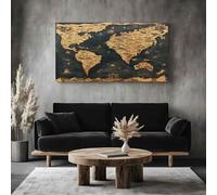 Vintage World Map Framed Large Canvas Wall Art Antique Sailing Ship Canvas Pictures Wall Art for Living Room Home Office Restaurant Decor, 80x160cm Framed Nautical Ocean