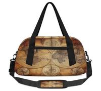 Vintage World Map Kids Overnight Duffle Bags Boys Girls Teen Education Map Sports Gym Bag for Weekender Travel Gymnastics Dance Ballet