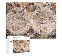 Vintage World Map Poster Classic Jigsaw Puzzle for Adults, 500 PCS
