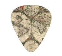 Vintage World Map Printed Guitar Picks 12 Pack Picks Sampler With Storage Box For Guitar Bass Ukulele 0.46mm