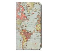 Vintage World Map PU Leather Flip Case Cover For Motorola Moto E6 Plus, Moto E6s