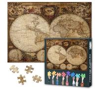 Vintage World Map Puzzles for Adults 1000 Pieces, Ancient Map Jigsaw Puzzles, Adult Puzzle for Adults, Educational Fun Games or Toys for Elders Friends 20X27 INCH