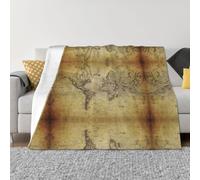 Vintage World Map Throw Blanket for Couch, Soft Comfy Warm Plush Throw Blanket 40x30 inch, Lightweight Cozy Fuzzy Flannel Blanket & Throws for Sofa Bed