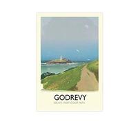 Vintage World Travel Poster City Godrevy South West Coast Path Canvas Poster Wall Art Decor Print Picture Paintings for Living Room Bedroom Decoration Unframe: 12x18inch(30x45cm)