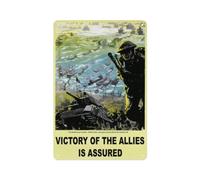 Vintage World War Two WW2 British Military Propaganda Victory Is Assured Metal Tin Sign 6x8 Inch Wall Art Decor For Home Office Garage Man Cave
