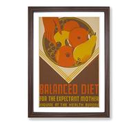 Vintage WPA Poster Balanced Diet Framed Print | A2 Walnut Framed Wall Art | Ready to Hang | Classic Nature Picture | Living Room Bedroom Lounge Office