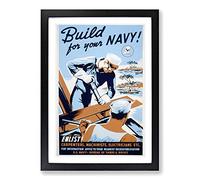 Vintage WPA Poster Build for Your Navy Framed Print | A2 Black Framed Wall Art | Ready to Hang | Classic Military Picture | Living Room Bedroom Lounge Office