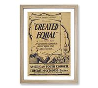 Vintage WPA Poster Created Equal Framed Print | A2 Oak Framed Wall Art | Ready to Hang | Classic Nature Picture | Living Room Bedroom Lounge Office