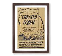 Vintage WPA Poster Created Equal Framed Print | A2 Walnut Framed Wall Art | Ready to Hang | Classic Nature Picture | Living Room Bedroom Lounge Office
