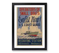 Vintage WPA Poster Enlist Now Framed Print | A2 Black Framed Wall Art | Ready to Hang | Classic Nature Picture | Living Room Bedroom Lounge Office