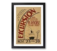 Vintage WPA Poster Excursion Framed Print | A2 Black Framed Wall Art | Ready to Hang | Classic Nature Picture | Living Room Bedroom Lounge Office