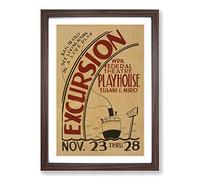 Vintage WPA Poster Excursion Framed Print | A2 Walnut Framed Wall Art | Ready to Hang | Classic Nature Picture | Living Room Bedroom Lounge Office