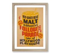Vintage WPA Poster Follow The Parade Framed Print | A2 Oak Framed Wall Art | Ready to Hang | Classic Nature Picture | Living Room Bedroom Lounge Office