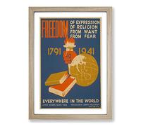 Vintage WPA Poster Freedom Framed Print | A2 Oak Framed Wall Art | Ready to Hang | Classic Nature Picture | Living Room Bedroom Lounge Office
