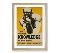Vintage WPA Poster Greater Knowledge Framed Print | A2 Oak Framed Wall Art | Ready to Hang | Classic Nature Picture | Living Room Bedroom Lounge Office