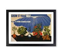 Vintage WPA Poster Grow it Yourself Framed Print | A2 Black Framed Wall Art | Ready to Hang | Classic Nature Picture | Living Room Bedroom Lounge Office