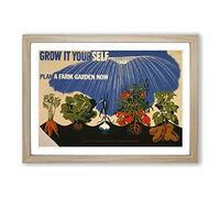 Vintage WPA Poster Grow it Yourself Framed Print | A2 Oak Framed Wall Art | Ready to Hang | Classic Nature Picture | Living Room Bedroom Lounge Office