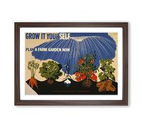Vintage WPA Poster Grow it Yourself Framed Print | A2 Walnut Framed Wall Art | Ready to Hang | Classic Nature Picture | Living Room Bedroom Lounge Office