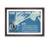 Vintage WPA Poster Home Defense Framed Print | A2 Walnut Framed Wall Art | Ready to Hang | Classic Nature Picture | Living Room Bedroom Lounge Office