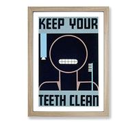 Vintage WPA Poster Keep Your Teeth Clean Framed Print | A2 Oak Framed Wall Art | Ready to Hang | Classic Nature Picture | Living Room Bedroom Lounge Office