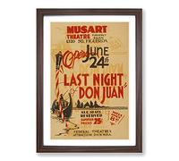 Vintage WPA Poster Last Night Don Juan Framed Print | A2 Walnut Framed Wall Art | Ready to Hang | Classic Nature Picture | Living Room Bedroom Lounge Office