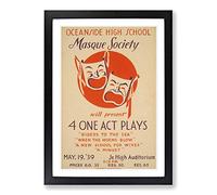 Vintage WPA Poster Masque Society Framed Print | A2 Black Framed Wall Art | Ready to Hang | Classic Nature Picture | Living Room Bedroom Lounge Office