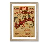Vintage WPA Poster Mayan Theatre Framed Print | A2 Oak Framed Wall Art | Ready to Hang | Classic Nature Picture | Living Room Bedroom Lounge Office