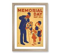 Vintage WPA Poster Memorial Day Framed Print | A2 Oak Framed Wall Art | Ready to Hang | Classic Nature Picture | Living Room Bedroom Lounge Office