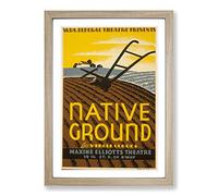 Vintage WPA Poster Native Ground Framed Print | A2 Oak Framed Wall Art | Ready to Hang | Classic Nature Picture | Living Room Bedroom Lounge Office
