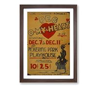 Vintage WPA Poster O My Heart Framed Print | A2 Walnut Framed Wall Art | Ready to Hang | Classic Nature Picture | Living Room Bedroom Lounge Office