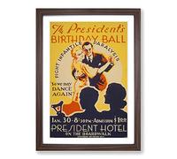 Vintage WPA Poster Presidents Birthday Ball Framed Print | A2 Walnut Framed Wall Art | Ready to Hang | Classic Nature Picture | Living Room Bedroom Lounge Office