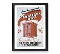 Vintage WPA Poster Sanitary Unit Framed Print | A2 Black Framed Wall Art | Ready to Hang | Classic Nature Picture | Living Room Bedroom Lounge Office