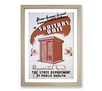 Vintage WPA Poster Sanitary Unit Framed Print | A2 Oak Framed Wall Art | Ready to Hang | Classic Nature Picture | Living Room Bedroom Lounge Office