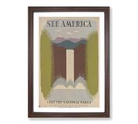 Vintage WPA Poster See America (3) Framed Print | A2 Walnut Framed Wall Art | Ready to Hang | Classic Nature Picture | Living Room Bedroom Lounge Office