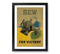 Vintage WPA Poster Sew for Victory Framed Print | A2 Black Framed Wall Art | Ready to Hang | Classic Nature Picture | Living Room Bedroom Lounge Office