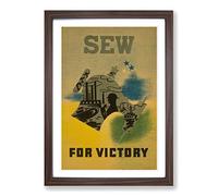 Vintage WPA Poster Sew for Victory Framed Print | A2 Walnut Framed Wall Art | Ready to Hang | Classic Nature Picture | Living Room Bedroom Lounge Office