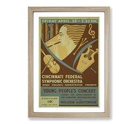 Vintage WPA Poster Symphonic Orchestra Framed Print | A2 Oak Framed Wall Art | Ready to Hang | Classic Nature Picture | Living Room Bedroom Lounge Office