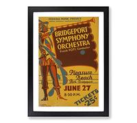 Vintage WPA Poster Symphony Orchestra Framed Print | A2 Black Framed Wall Art | Ready to Hang | Classic Nature Picture | Living Room Bedroom Lounge Office
