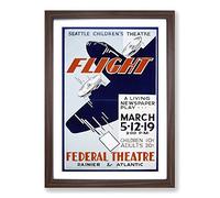 Vintage WPA Poster The Flight Framed Print | A2 Walnut Framed Wall Art | Ready to Hang | Classic Nature Picture | Living Room Bedroom Lounge Office