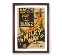 Vintage WPA Poster The Milky Way Framed Print | A2 Walnut Framed Wall Art | Ready to Hang | Classic Space Picture | Living Room Bedroom Lounge Office