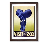Vintage WPA Poster Visit The Zoo (3) Framed Print | A2 Walnut Framed Wall Art | Ready to Hang | Classic Nature Picture | Living Room Bedroom Lounge Office