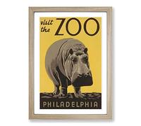 Vintage WPA Poster Visit The Zoo (4) Framed Print | A2 Oak Framed Wall Art | Ready to Hang | Classic Nature Picture | Living Room Bedroom Lounge Office