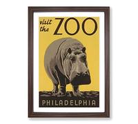 Vintage WPA Poster Visit The Zoo (4) Framed Print | A2 Walnut Framed Wall Art | Ready to Hang | Classic Nature Picture | Living Room Bedroom Lounge Office