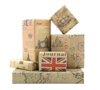 Vintage Wrapping Paper, 4 Sheets Folded Retro Newspaper World Map Eiffel Tower Print Kraft Gift Wrap Paper for Birthday, Mother's Day, Wedding, Baby Shower Wrap,20x29 inch