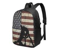 Vintage Wrestling American Wrestler Backpack 17in | Usb Interface, Large Capacity, Durable Material, Comfortable Straps, Sl esign, Perfect For Business & Travel