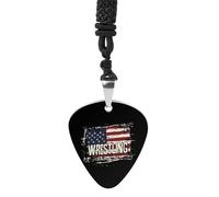 Vintage Wrestling U.S.A Flag Guitar Pick Pendant Necklace for Acoustic Electric Bass Players Guitar Accessories Guitarist Gifts