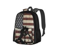 Vintage Wrestling Wrestle Wrestler American Flag Backpack 17in | Large Capacity Lightweight Backpack With Multi-Pocket Storage, Durable Straps, Perfect For Travel, Work, Outdoor Adventures