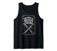 Vintage Writer Pen Sword Literary Quote Tank Top
